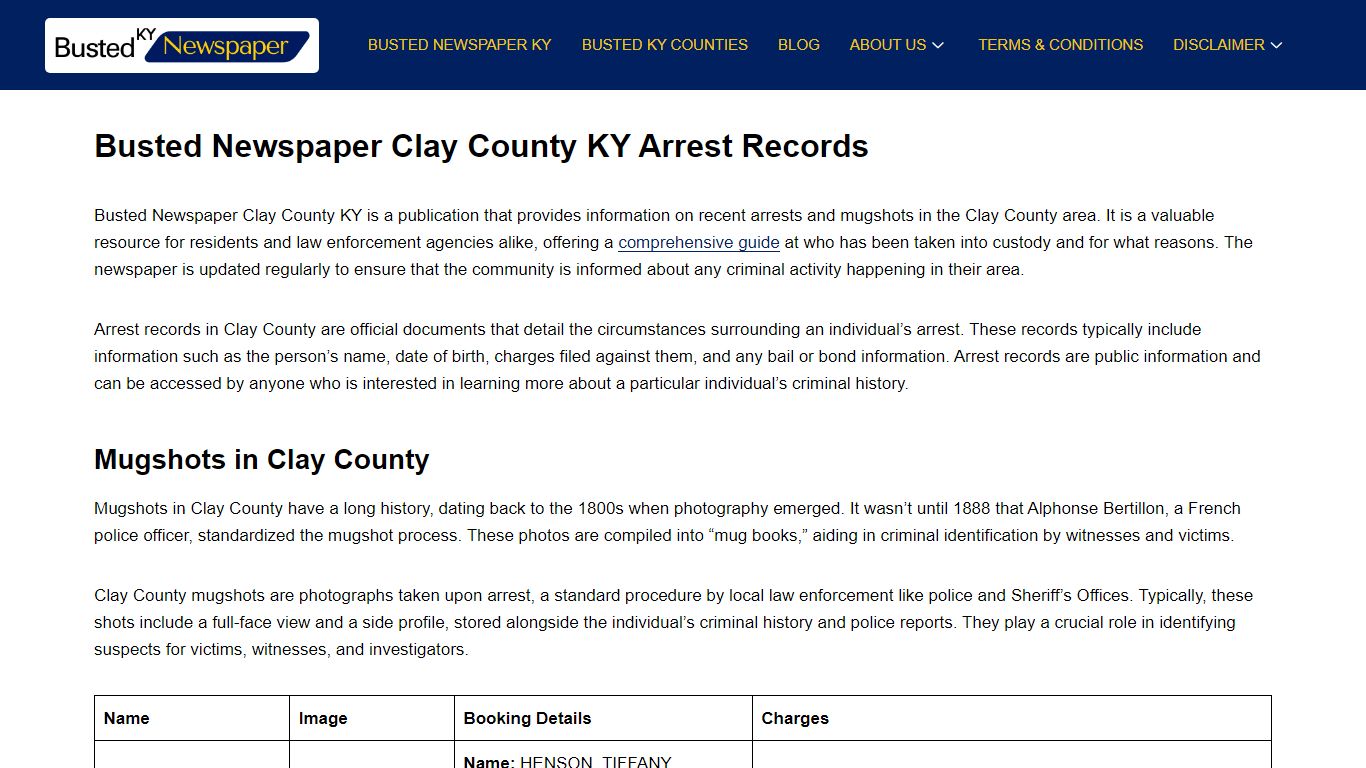 Busted Newspaper Clay County KY Arrest Records